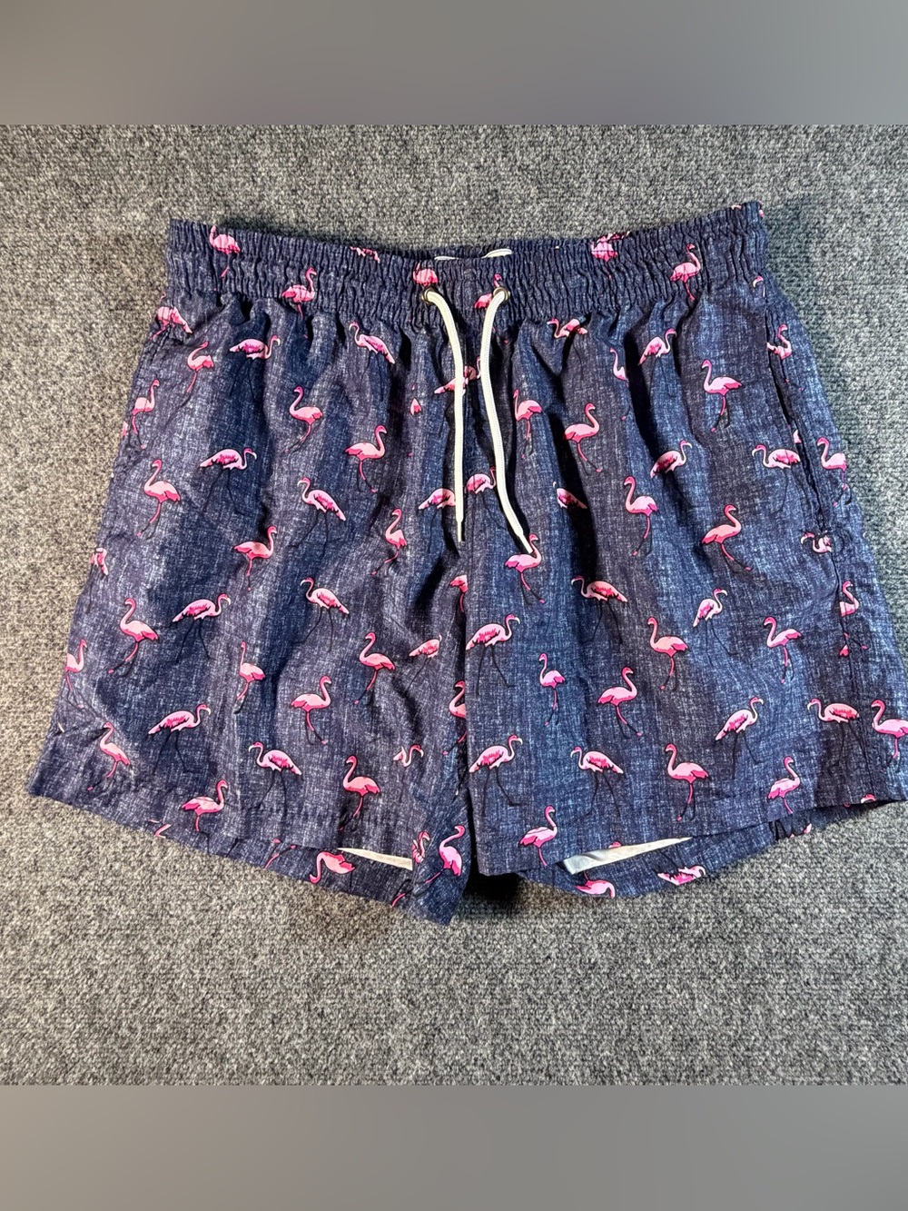 Trunks Surf & Swim Co Mens Navy Pink Flamingo Print Swim Shorts Size Medium XL